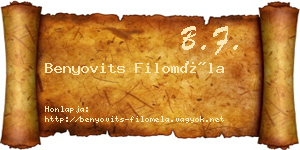 Benyovits Filoméla névjegykártya